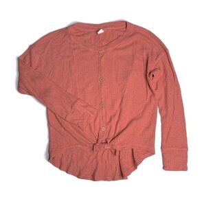 Old navy girls 10-12Y waffle jersey tied front long sleeve top